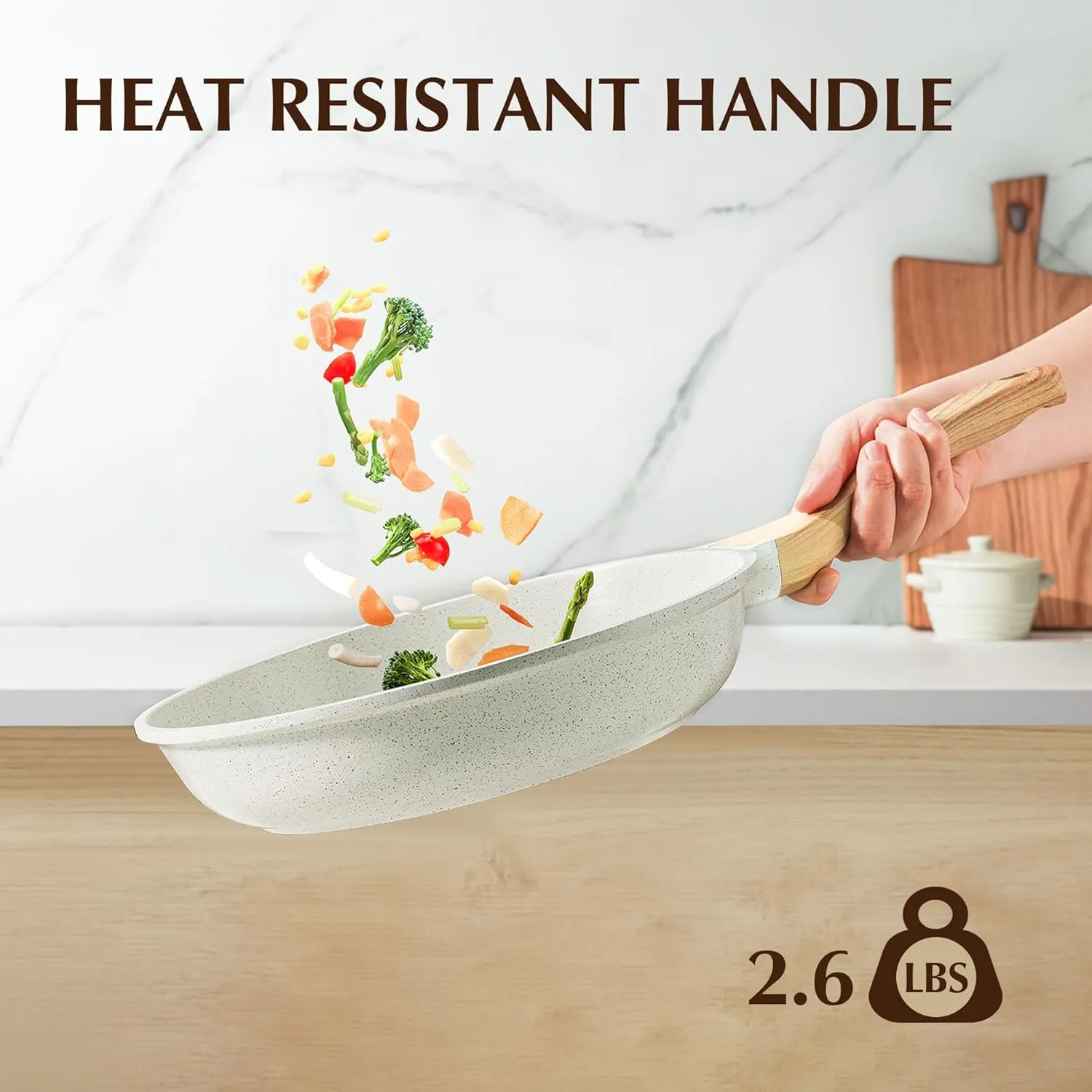 SENSARTE Nonstick Ceramic Frying Pan Skillet with Lid, 9.5 Inch Omelet Pan, Healthy Non Toxic Chefs Pan, Induction Compatible Egg Pan with Heat Resistant Handle, PFAS-Free