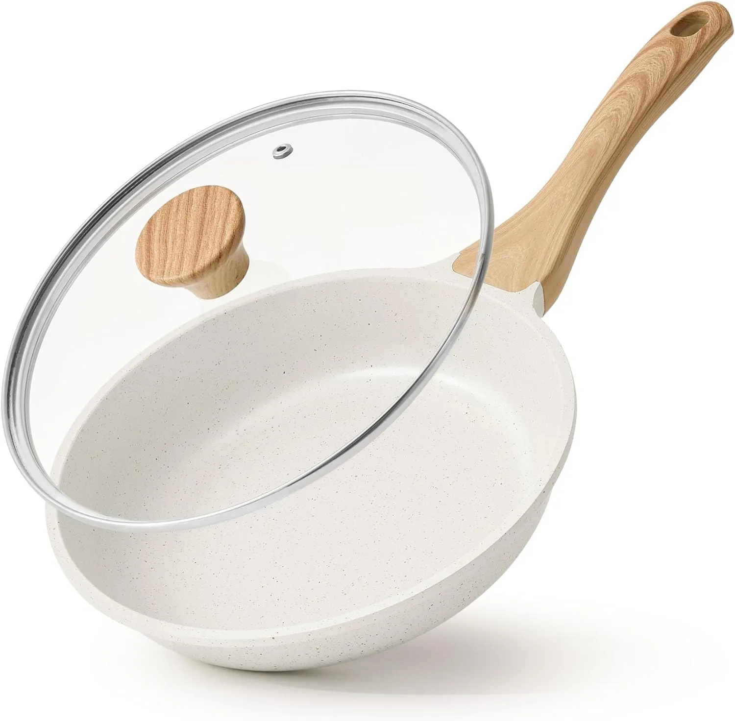 SENSARTE Nonstick Ceramic Frying Pan with Lid 8/9.5/10/11/12.5 Inch Omelet Pan Skillet, PFAS/PTFE/PFOA Free Healthy Non-toxic Chef's Pan Induction Compatible Egg Pan with Heat Resistant Handle