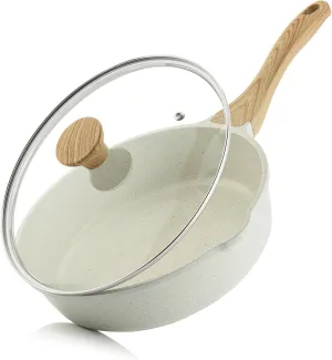 SENSARTE Nonstick Ceramic Saute Pan 10-Inch, Non-toxic Deep Frying Pan Skillet with Lid, Healthy Jumbo Cooker, Stay Cool Handle, Induction Compatible, PFOA & PFAS Free