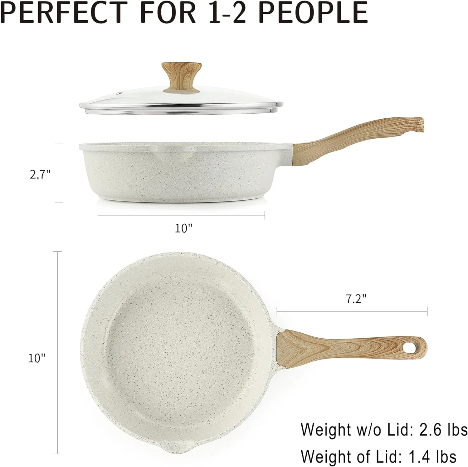 SENSARTE Nonstick Ceramic Saute Pan 10-Inch, Non-toxic Deep Frying Pan Skillet with Lid, Healthy Jumbo Cooker, Stay Cool Handle, Induction Compatible, PFOA & PFAS Free