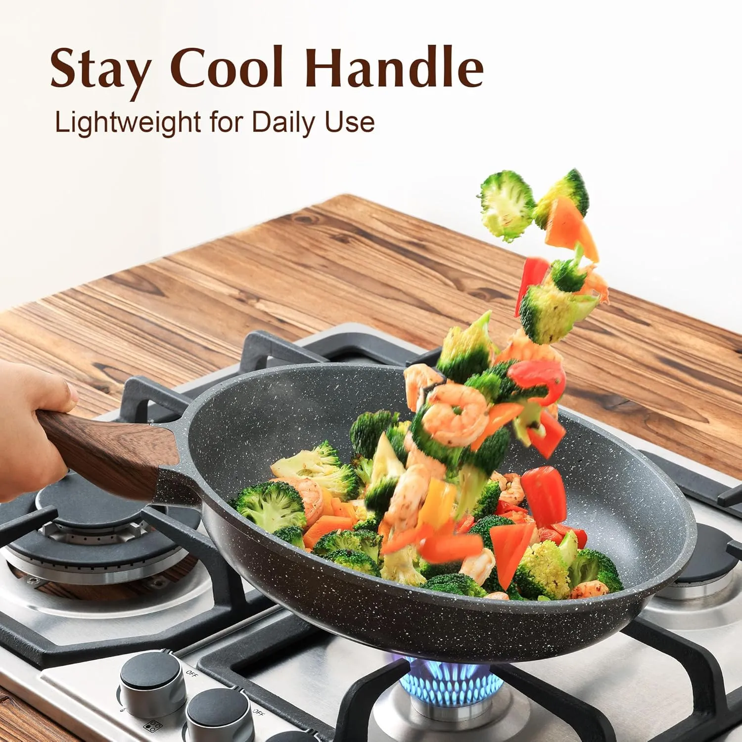 SENSARTE Nonstick Frying Pan Skillet with Lid, Omelet Pan with Cover, Healthy Cooking Chef's Pan, Kitchen Non toxic Pan, PFOA Free (10inch   Glass Lid)