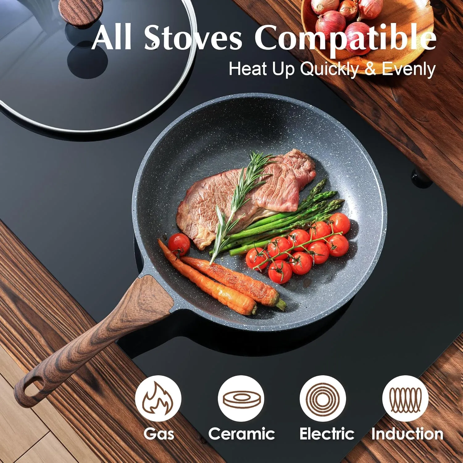 SENSARTE Nonstick Frying Pan Skillet with Lid, Omelet Pan with Cover, Healthy Cooking Chef's Pan, Kitchen Non toxic Pan, PFOA Free (10inch   Glass Lid)
