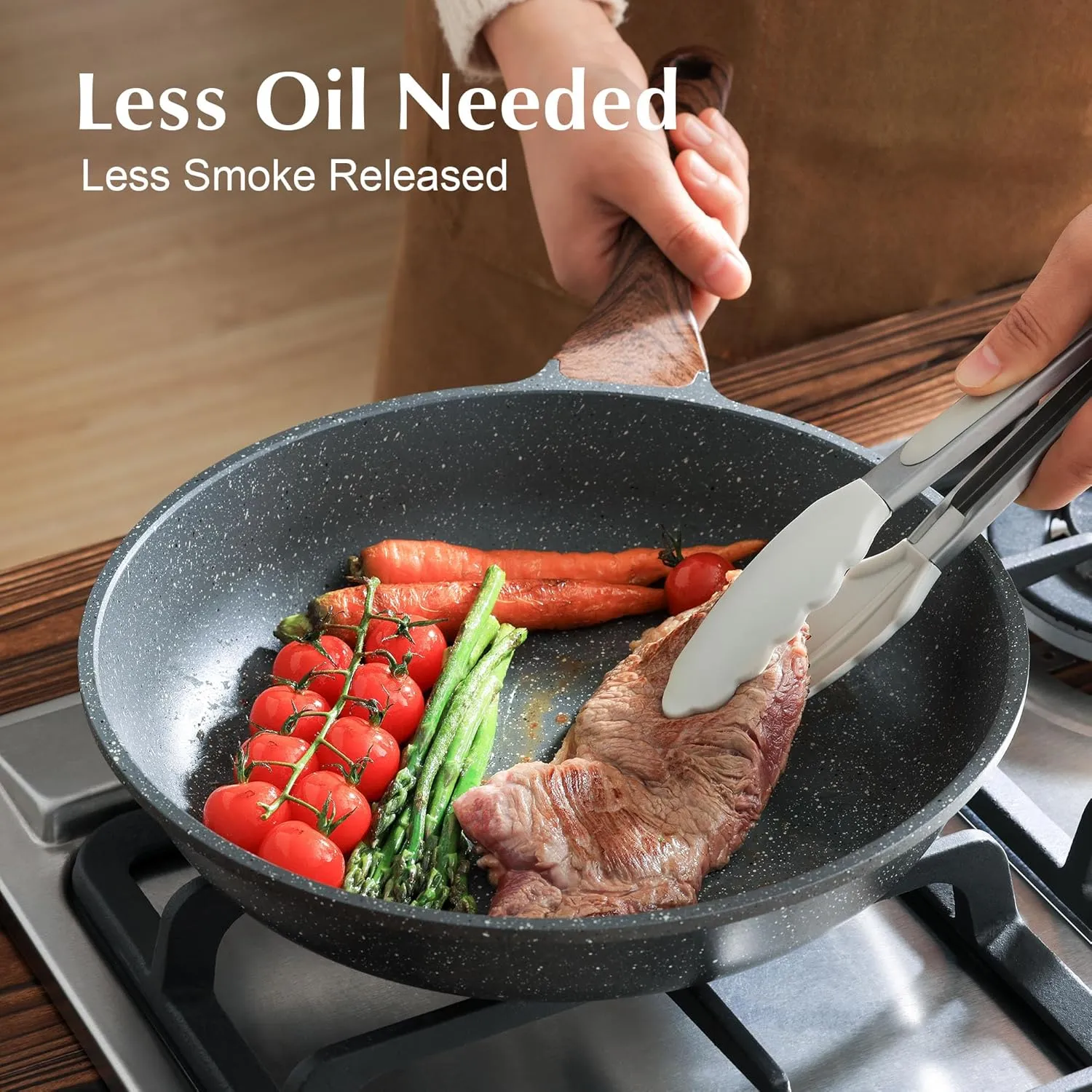 SENSARTE Nonstick Frying Pan Skillet with Lid, Omelet Pan with Cover, Healthy Cooking Chef's Pan, Kitchen Non toxic Pan, PFOA Free (11inch   Glass Lid)