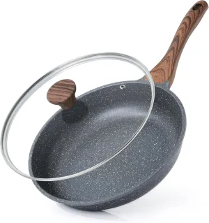 SENSARTE Nonstick Frying Pan Skillet with Lid, Omelet Pan with Cover, Healthy Cooking Chef's Pan, Kitchen Non toxic Pan, PFOA Free (11inch   Glass Lid)