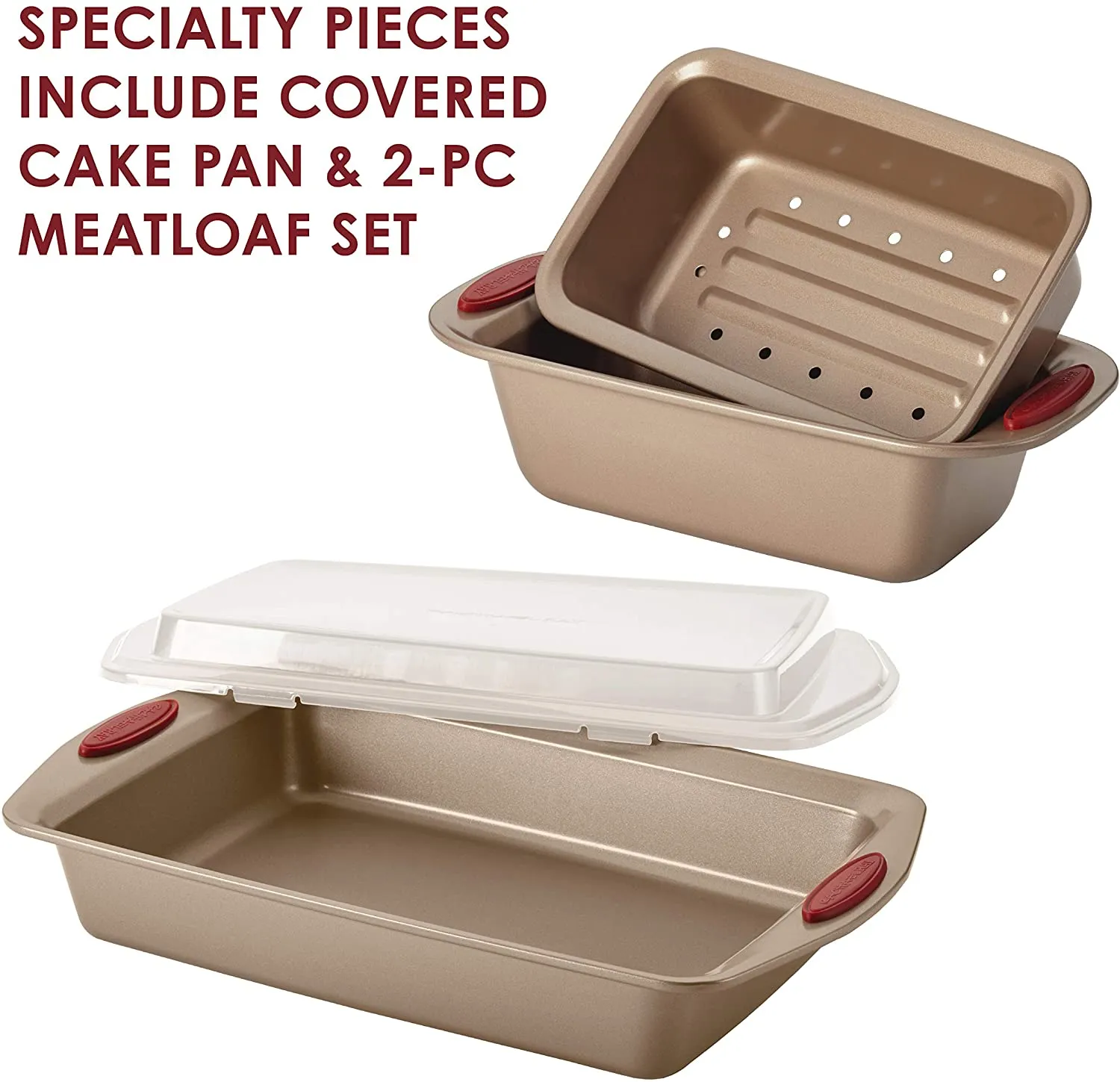 Set Pan Cookie Bakeware Pan, Expedited shipping Rachael Grip Piece, and Pan with Cranberry Cucina Muffin Bread Latte 10 Pans, Baking Free shipping discount 52410 Baking Nonstick Ray Brown - Sheets, Sheets, Cake with Red