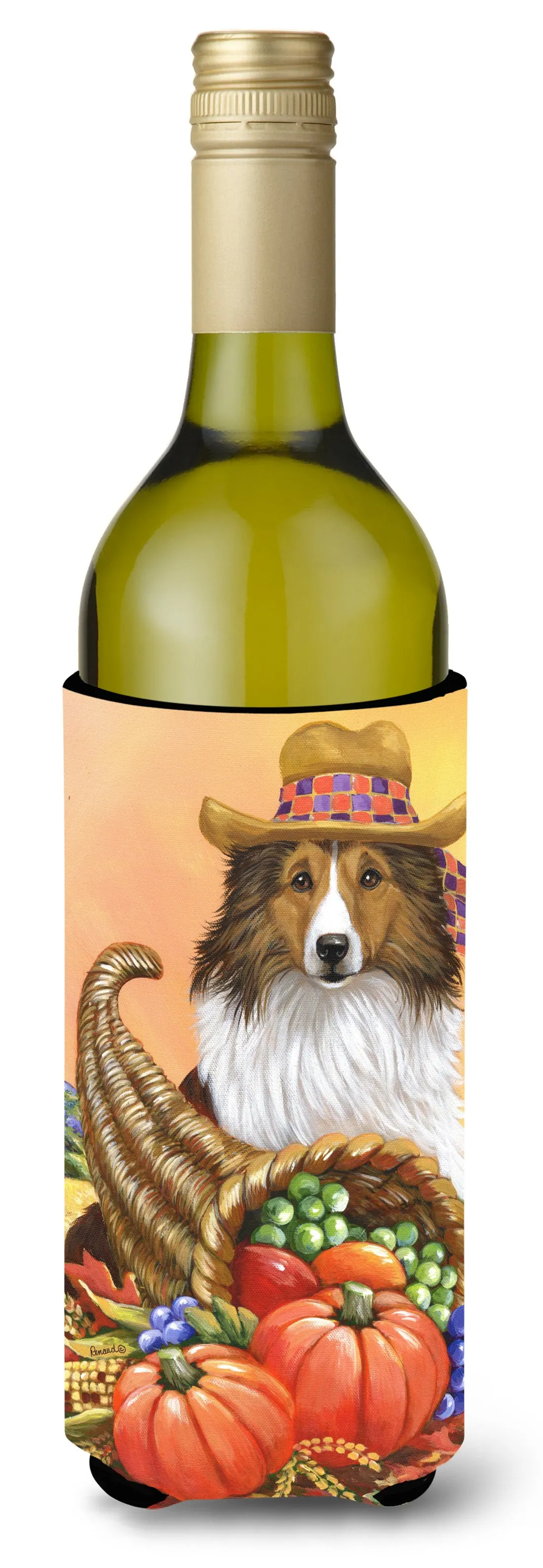 Sheltie Autumn Wine Bottle Hugger PPP3185LITERK