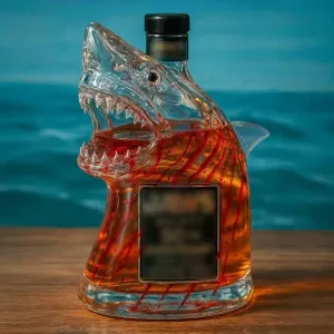 Sherum Bruce The Shark, Jaws 50th Anniversary Limited Edition Whiskey Bottle, Unique Transparent Engraved Animal Shape Glass, for Every Fan and Collector, Mens Birthday Gift Ideas(Style-C)