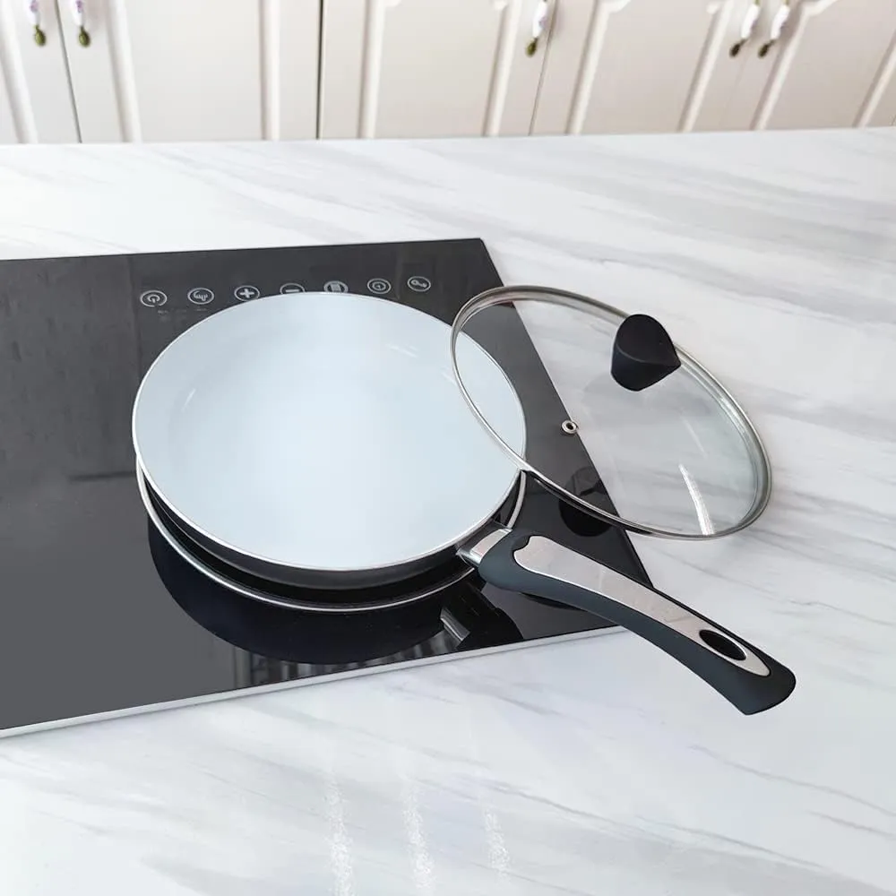 SHINEURI 6 Pieces Nonstick Pans and Pots with Lid - 2 Pans 1 Pot Set Compatible with Induction, Gas, Electric and Most Stovetops