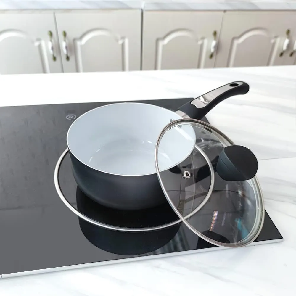 SHINEURI 6 Pieces Nonstick Pans and Pots with Lid - 2 Pans 1 Pot Set Compatible with Induction, Gas, Electric and Most Stovetops