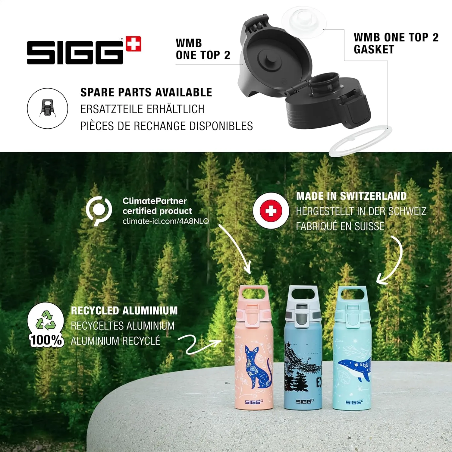 SIGG - Aluminium Water Bottle for Children - WMB One Mickey Retro Disney - Suitable for Carbonated Drinks - Leak-Proof - Feather-Light - BPA-Free - ClimatePartner Certified - Sports & School - White &