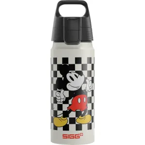 SIGG - Aluminium Water Bottle for Children - WMB One Mickey Retro Disney - Suitable for Carbonated Drinks - Leak-Proof - Feather-Light - BPA-Free - ClimatePartner Certified - Sports & School - White &