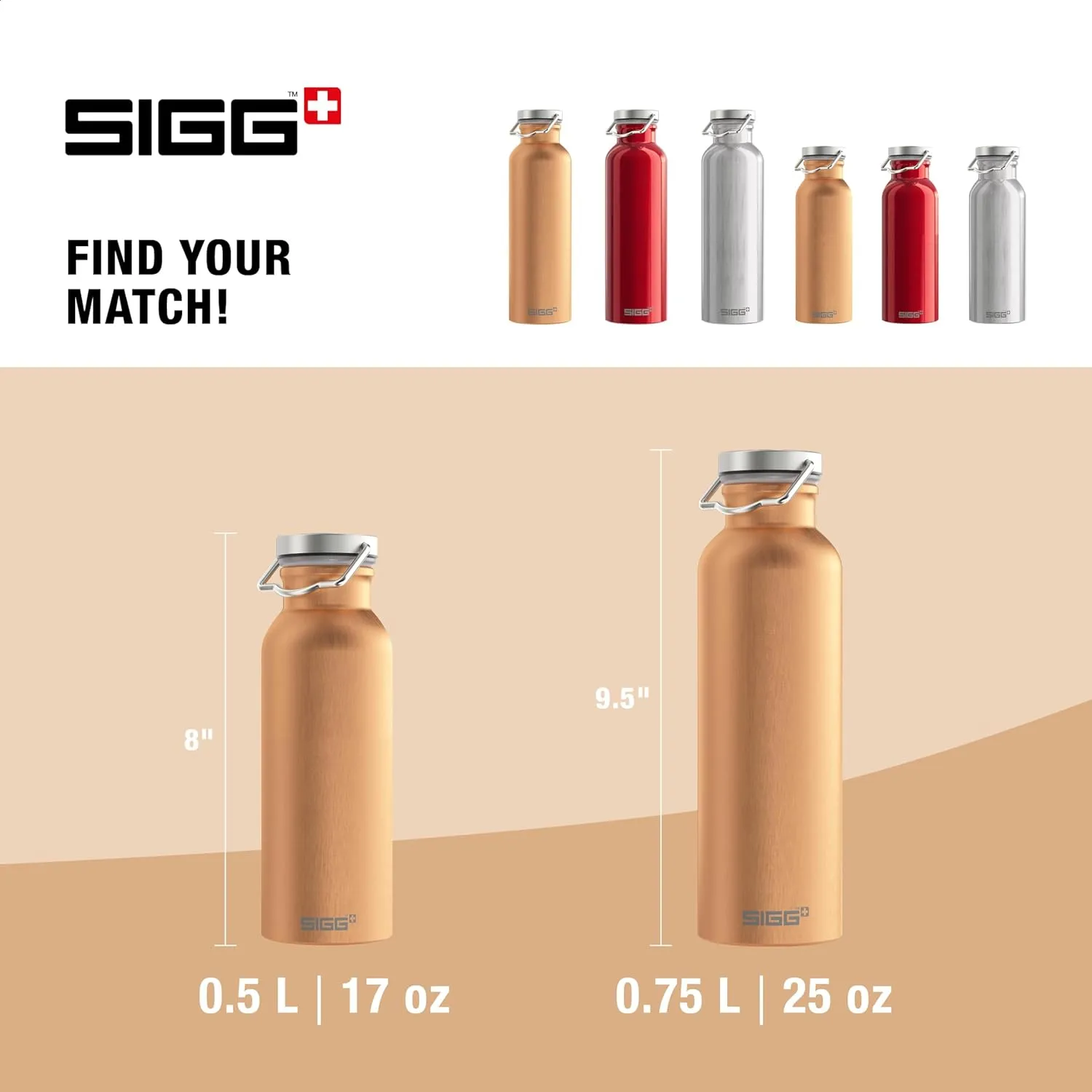 SIGG - Aluminum Water Bottle Original - Made in Switzerland - Lightweight - BPA-free - for Carbonated Drinks 17 / 25 Oz