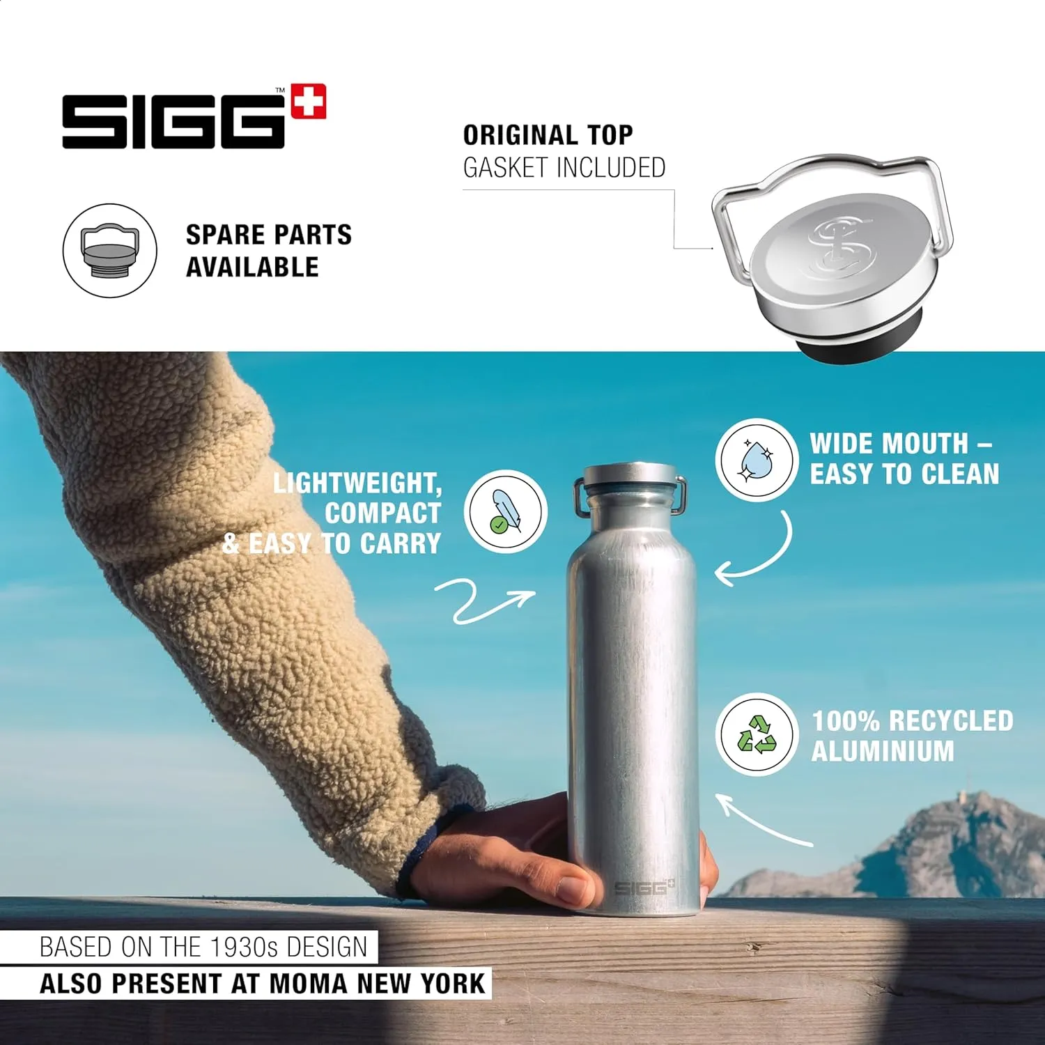 SIGG - Aluminum Water Bottle Original - Made in Switzerland - Lightweight - BPA-free - for Carbonated Drinks 17 / 25 Oz