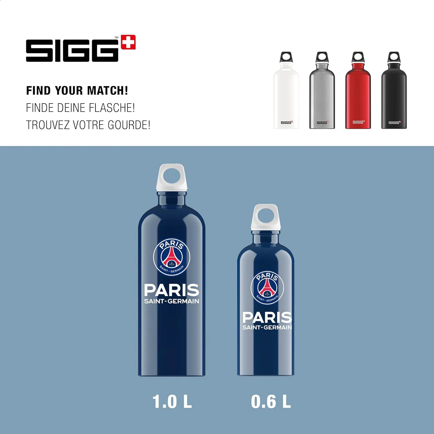 Sigg - Aluminum Water Bottle - Traveller PSG - Climate Neutral Certified - Suitable For Carbonated Beverages - Leakproof & Lightweight - BPA Free - Blue - 0.6L