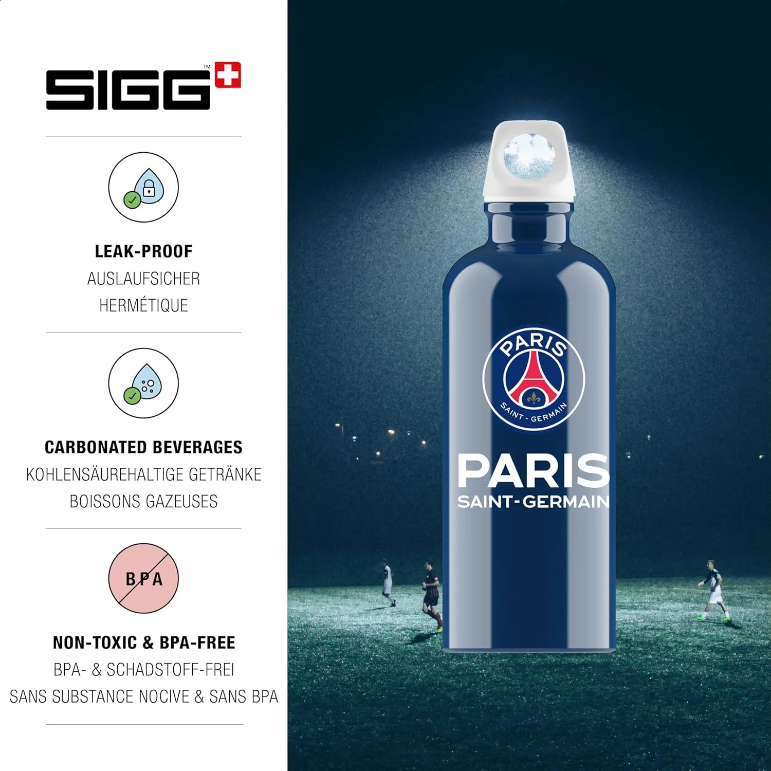 Sigg - Aluminum Water Bottle - Traveller PSG - Climate Neutral Certified - Suitable For Carbonated Beverages - Leakproof & Lightweight - BPA Free - Blue - 0.6L