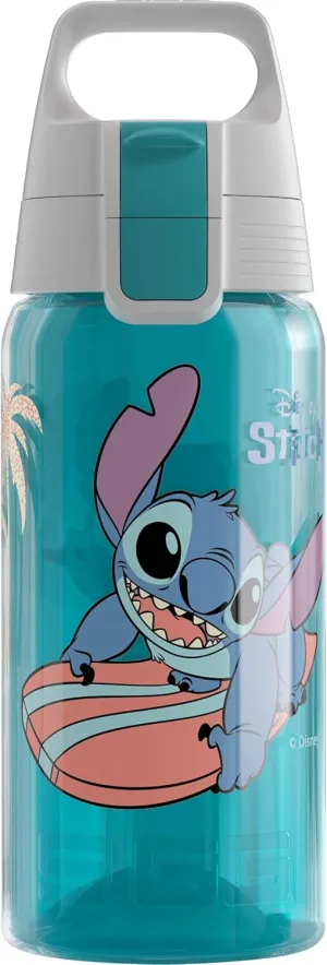 SIGG - Children's Water Bottle - Viva One Disney - Stitch Surfing - Suitable for Carbonated Drinks - Leak-proof - Dishwasher Safe - BPA-Free - Sports & School - Pink - 0.5L