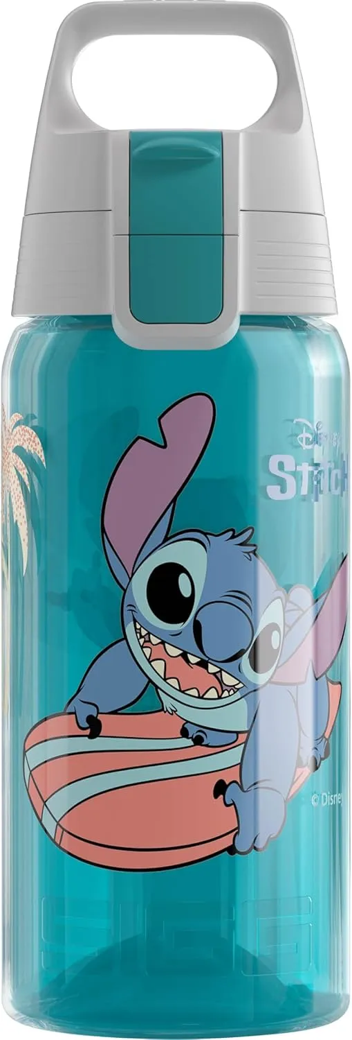 SIGG - Children's Water Bottle - Viva One Disney - Stitch Surfing - Suitable for Carbonated Drinks - Leak-proof - Dishwasher Safe - BPA-Free - Sports & School - Pink - 0.5L