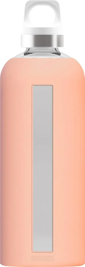 SIGG - Glass Water Bottle - Star Shy Pink - Soft Silicon Cover - Leakproof - Dishwasher Safe - BPA Free - Broscilate Glass - 29 Oz