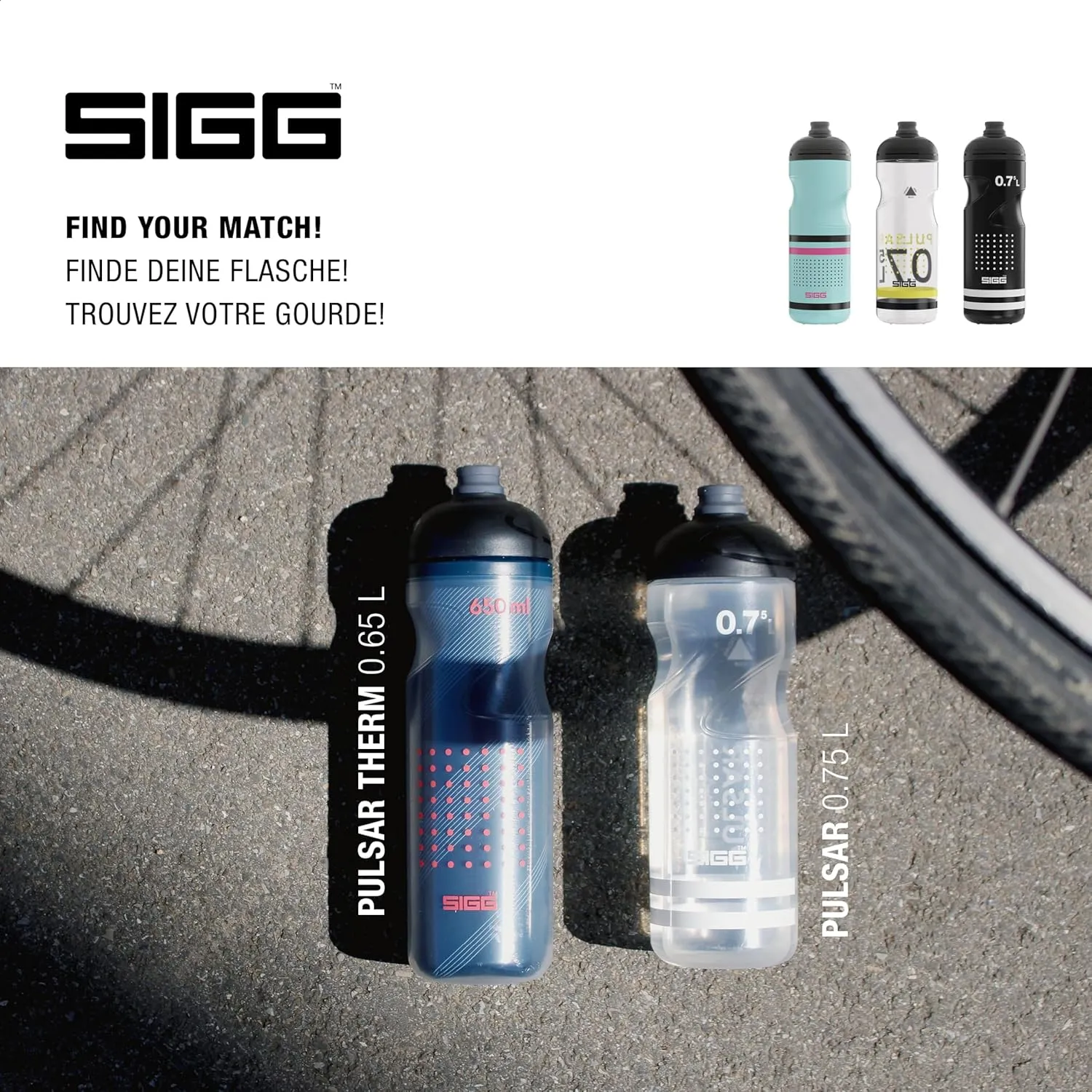 SIGG Pulsar White Bike Water Bottle (0.75 L), Leakproof Cycling Bottle, Super Lightweight and BPA-Free Sports Bottle with SureSnap® Valve