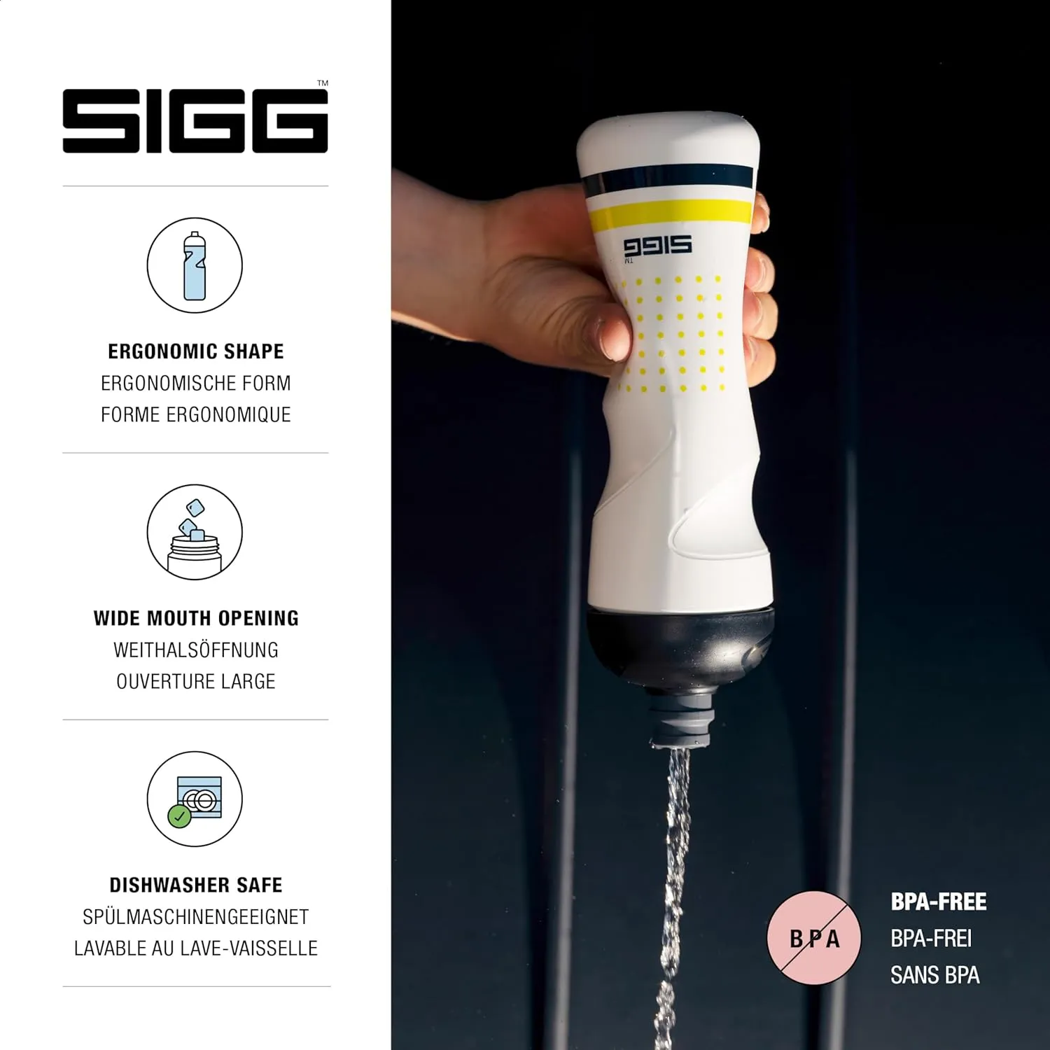 SIGG Pulsar White Bike Water Bottle (0.75 L), Leakproof Cycling Bottle, Super Lightweight and BPA-Free Sports Bottle with SureSnap® Valve