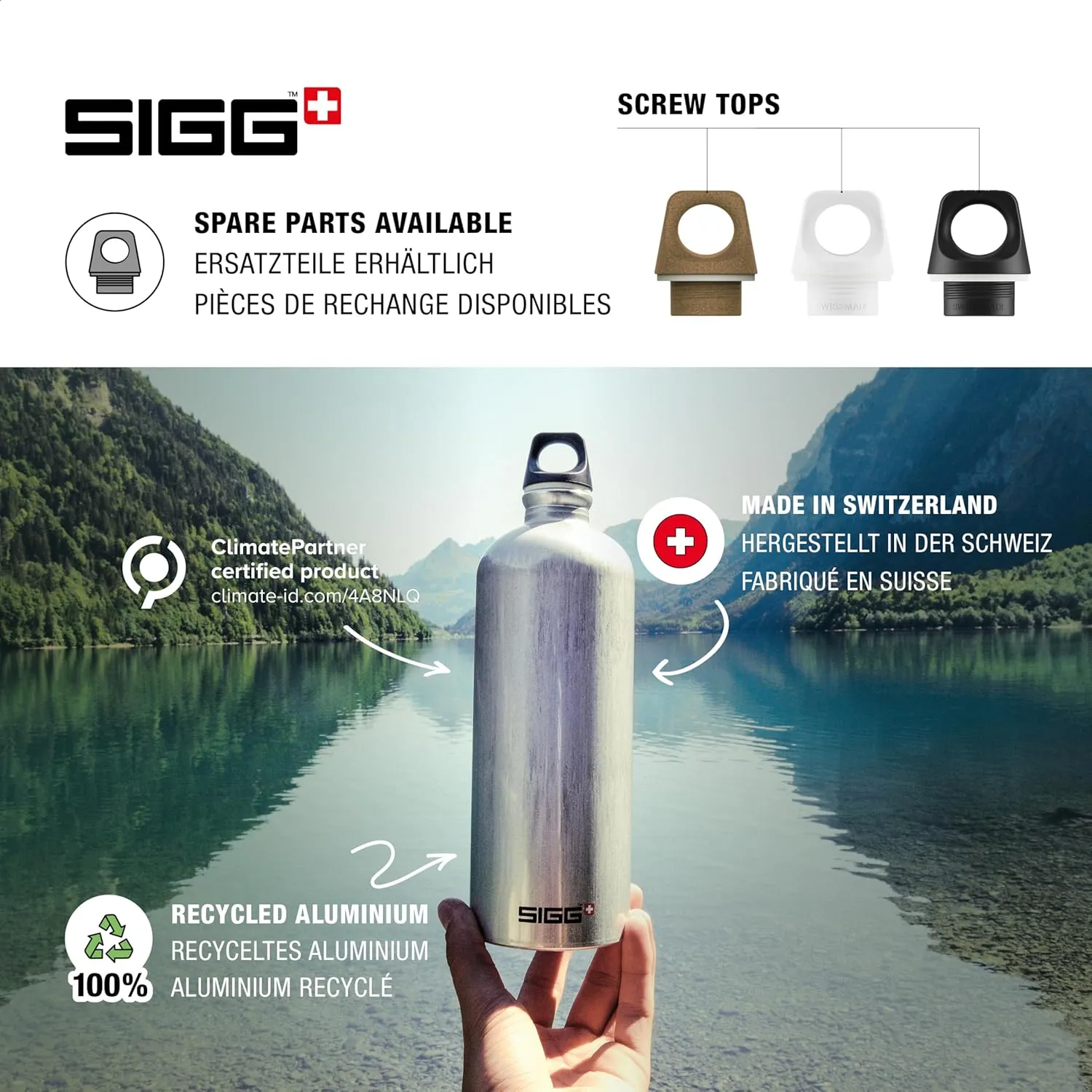 SIGG - Recycled Metal Water Bottle - Traveller - Made in Switzerland - Carbonated Drinks - BPA-Free - 20 Oz