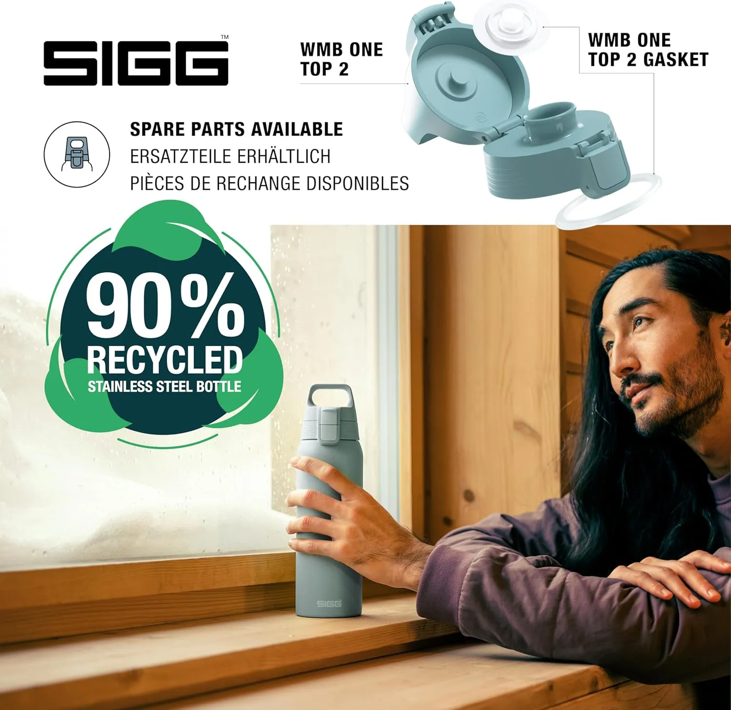 Sigg - Stainless Steel Water Bottle - Shield ONE Morning Blue - Suitable For Carbonated Beverages - Leakproof - Lightweight - BPA Free - Blue - 25 Oz
