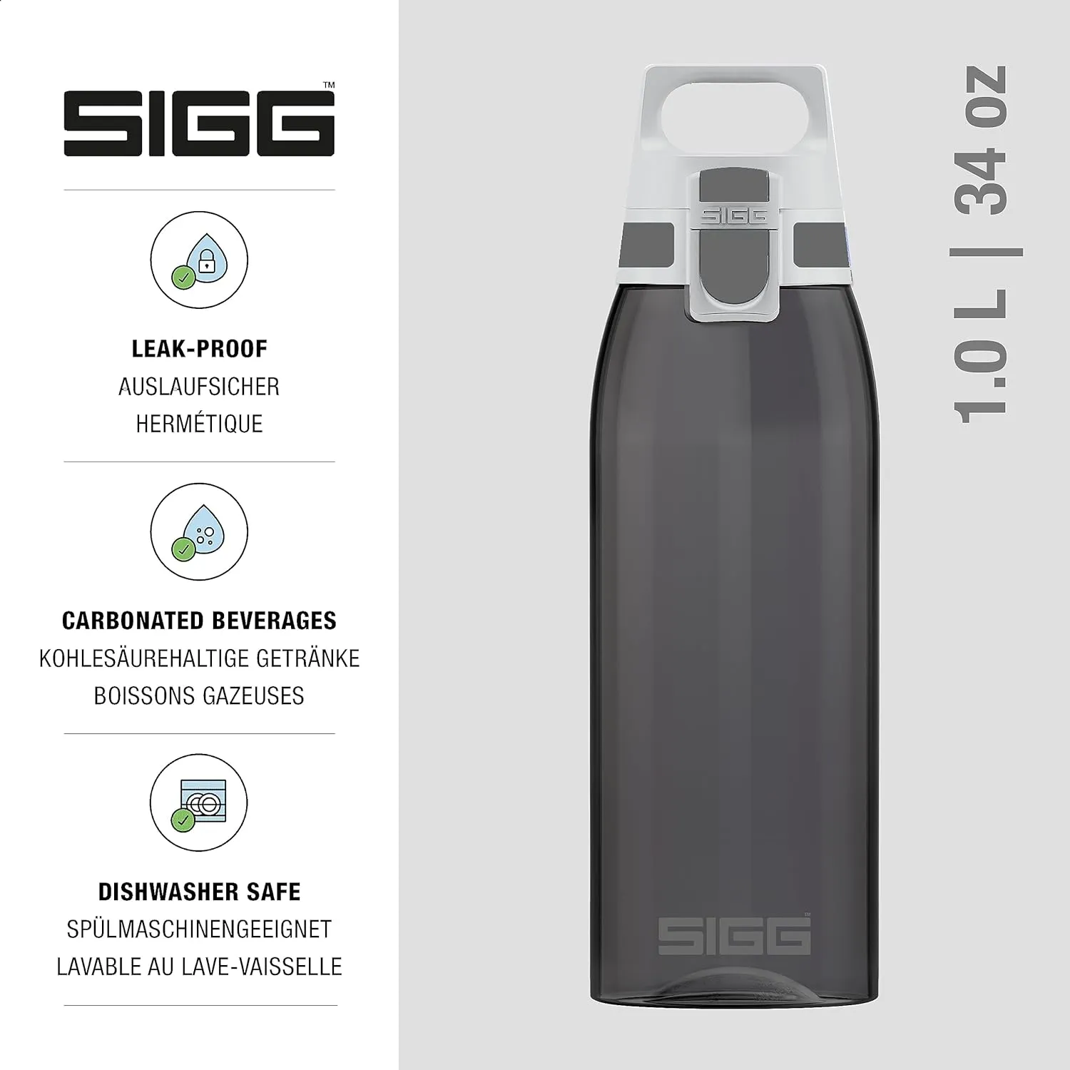 SIGG - Total Color - Refillable Sports Water Bottle - Tritan - Carbonated Drinks - Dishwasher Safe - BPA Free 20Oz, 34Oz