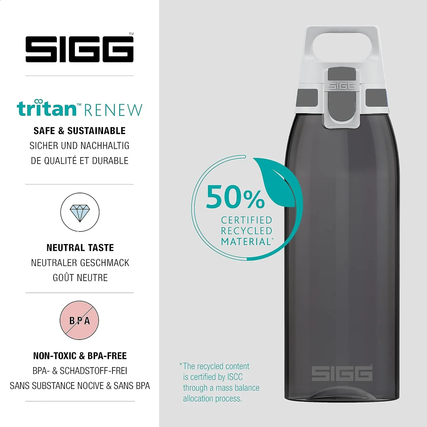 SIGG - Total Color - Refillable Sports Water Bottle - Tritan - Carbonated Drinks - Dishwasher Safe - BPA Free 20Oz, 34Oz