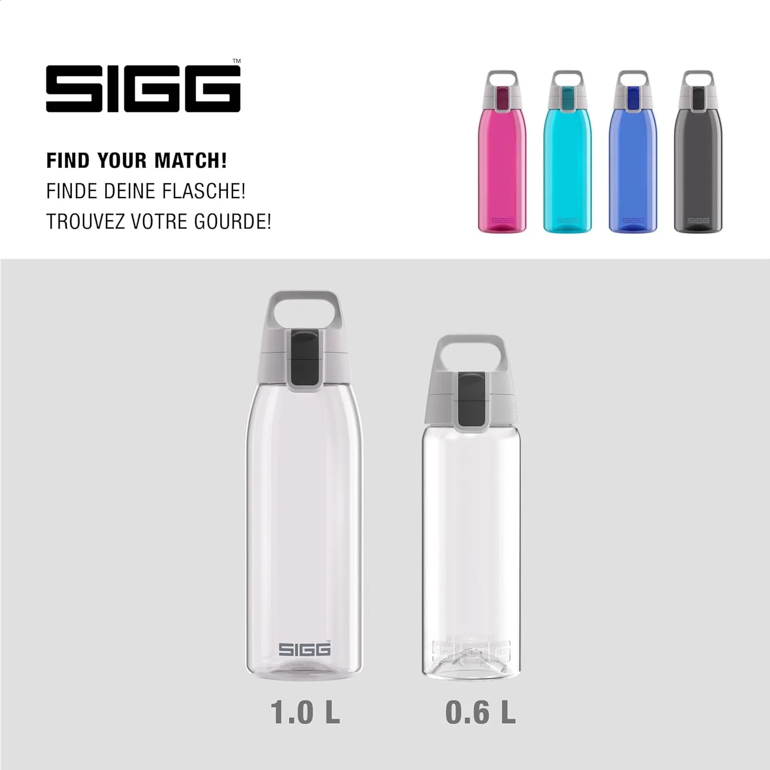 SIGG - Total Color - Refillable Sports Water Bottle - Tritan - Carbonated Drinks - Dishwasher Safe - BPA Free 20Oz, 34Oz
