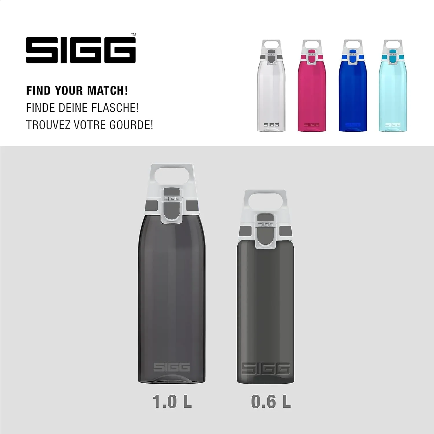 SIGG - Total Color - Refillable Sports Water Bottle - Tritan - Carbonated Drinks - Dishwasher Safe - BPA Free 20Oz, 34Oz