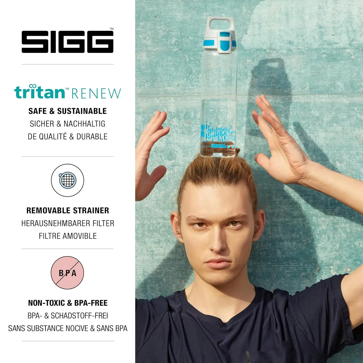 SIGG - Tritan Renew Transparent Water Bottle - Total Clear ONE MyPlanet - For Carbonated Beverages - Dishwasher Safe - With Fruit Strainer - Leakproof & Lightweight - BPA Free - 17 Oz / 25 Oz / 51 Oz