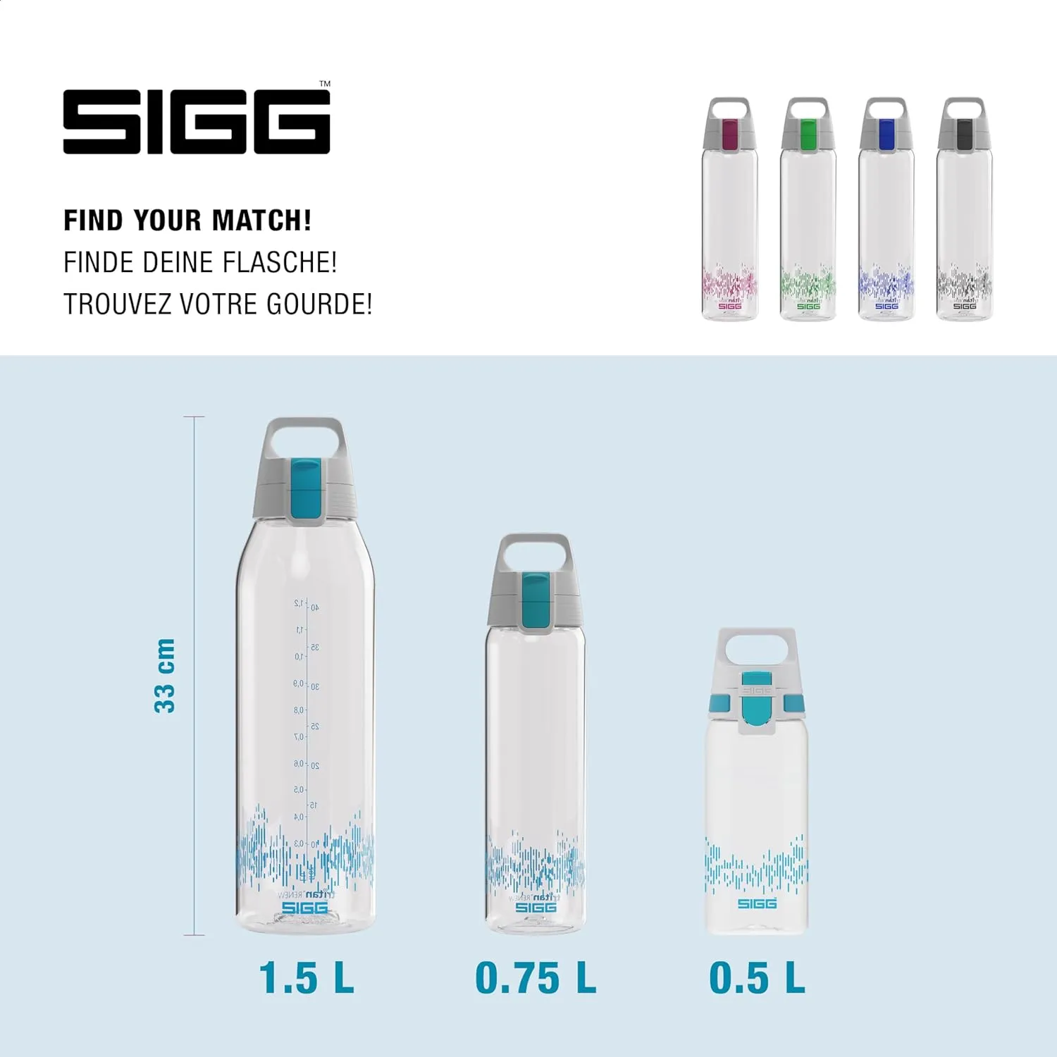 SIGG - Tritan Renew Transparent Water Bottle - Total Clear ONE MyPlanet - For Carbonated Beverages - Dishwasher Safe - With Fruit Strainer - Leakproof & Lightweight - BPA Free - 17 Oz / 25 Oz / 51 Oz