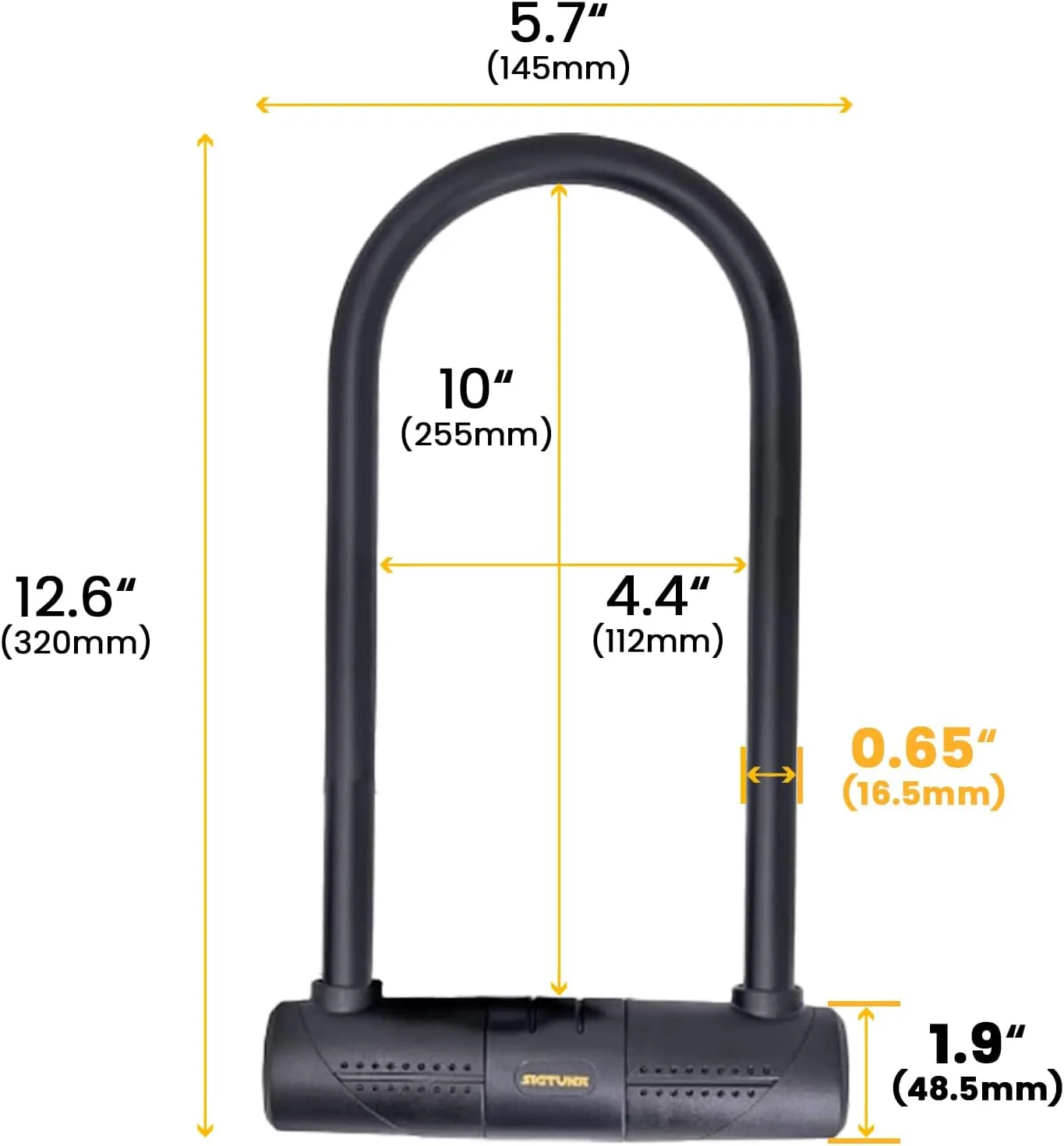 Sigtuna Bike U Lock, Extra Long Bike Locks Heavy Duty Anti Theft, 16mm Bicycle Lock with Shackle and Mounting Holder and 4ft Cable