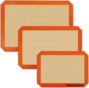 Silicone Baking Mat Sheets Set, Easy Clean &Non-Stick Food Grade Reusable Baking Mat, 1 Half Sheet  1 Jelly roll 1 Quarter sheet Baking Mats for Oven, Make Macarons, Cookies, Pizza, Bread and Pastry