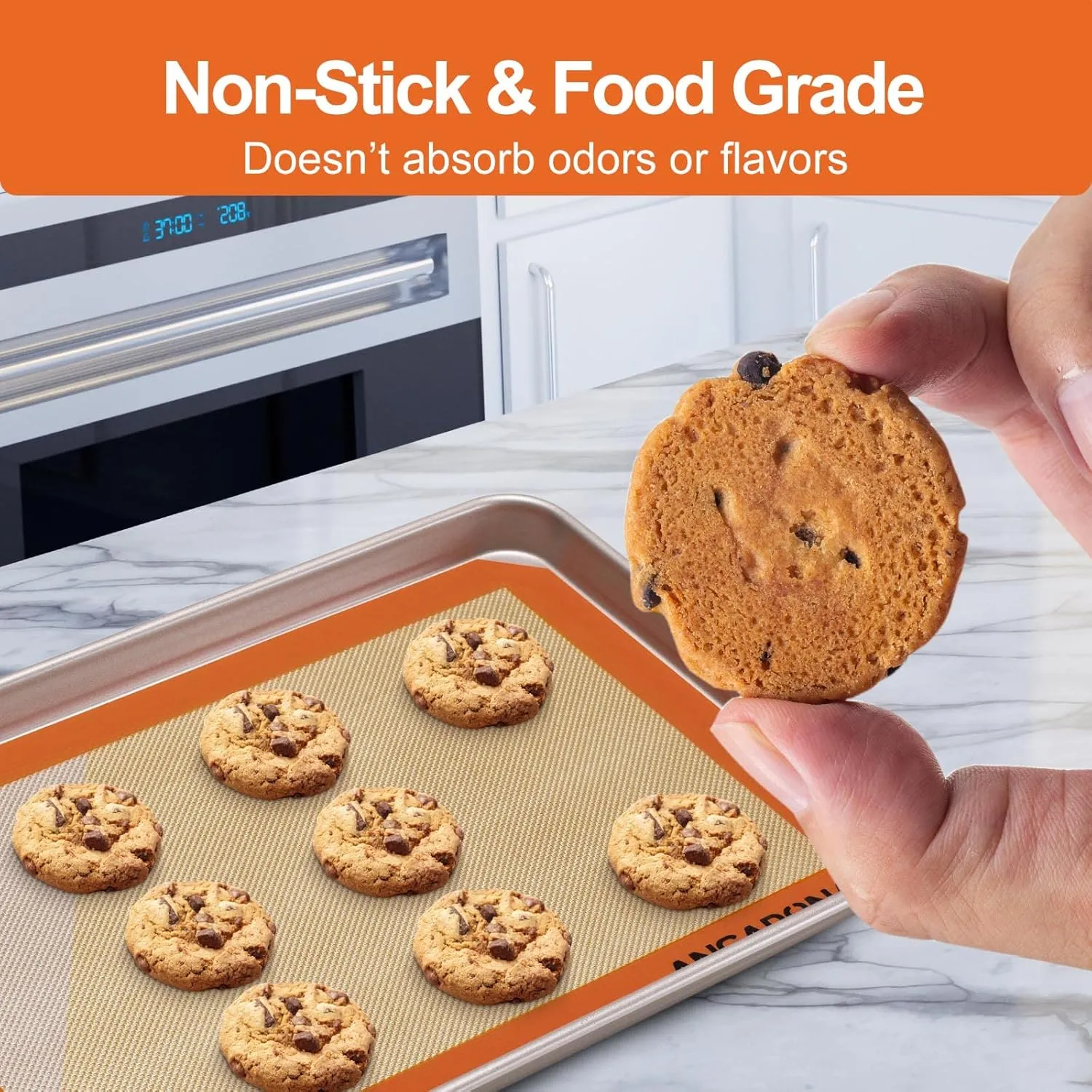 Silicone Baking Mat Sheets Set, Easy Clean &Non-Stick Food Grade Reusable Baking Mat, 1 Half Sheet  1 Jelly roll 1 Quarter sheet Baking Mats for Oven, Make Macarons, Cookies, Pizza, Bread and Pastry