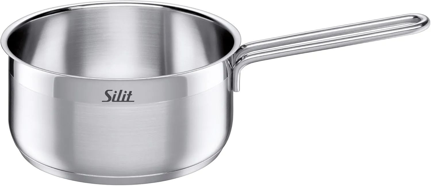 Silit Marino Saucepan without Lid 16 cm Small Cooking Pot 1.5 L Induction Milk Pan Polished Stainless Steel Uncoated Oven Safe