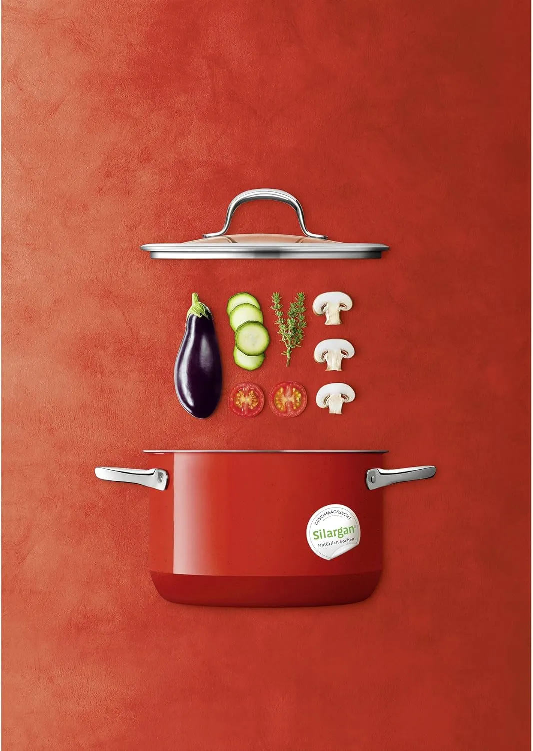 Silit Passion High Casserole with Lid, 20cm, Red