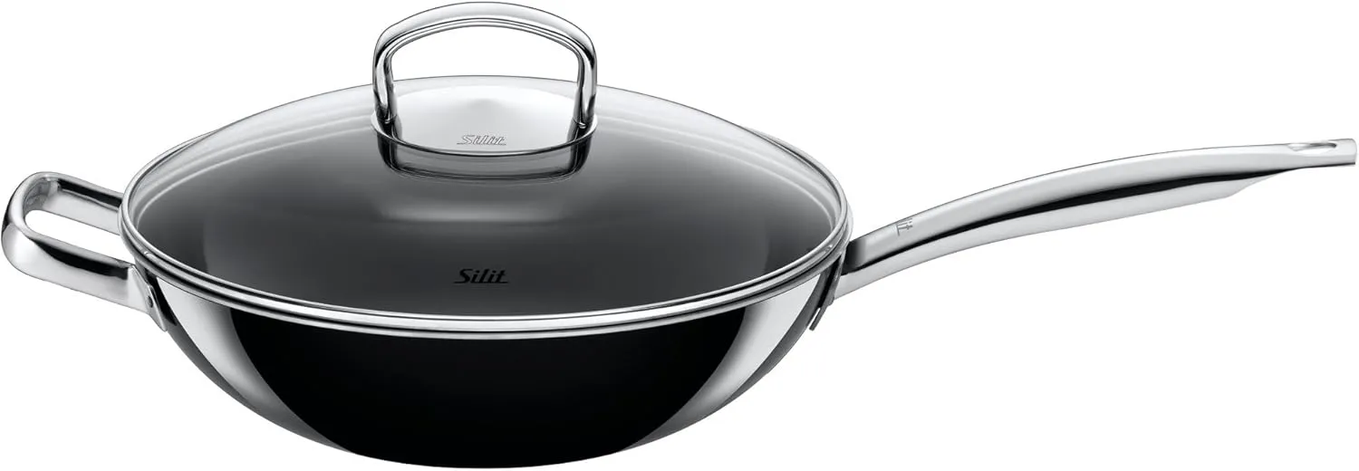 Silit Uncoated Silargan Functional Ceramic Wok-Set, Black, 28 cm, 2-Piece