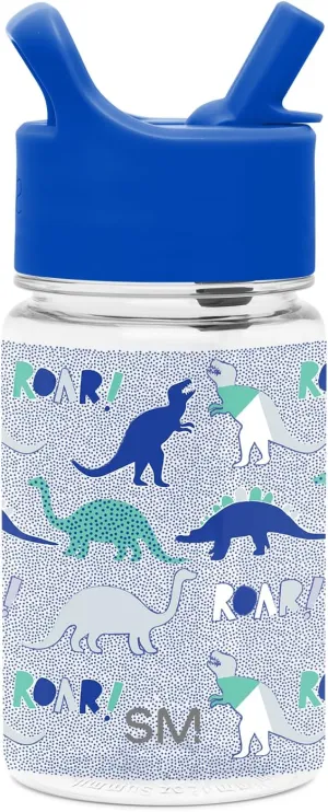 Simple Modern Kids Water Bottle Plastic BPA-Free Tritan Cup with Leak Proof Straw Lid | Reusable and Durable for Toddlers, Boys | Summit Collection | 12oz, Dinosaur Roar