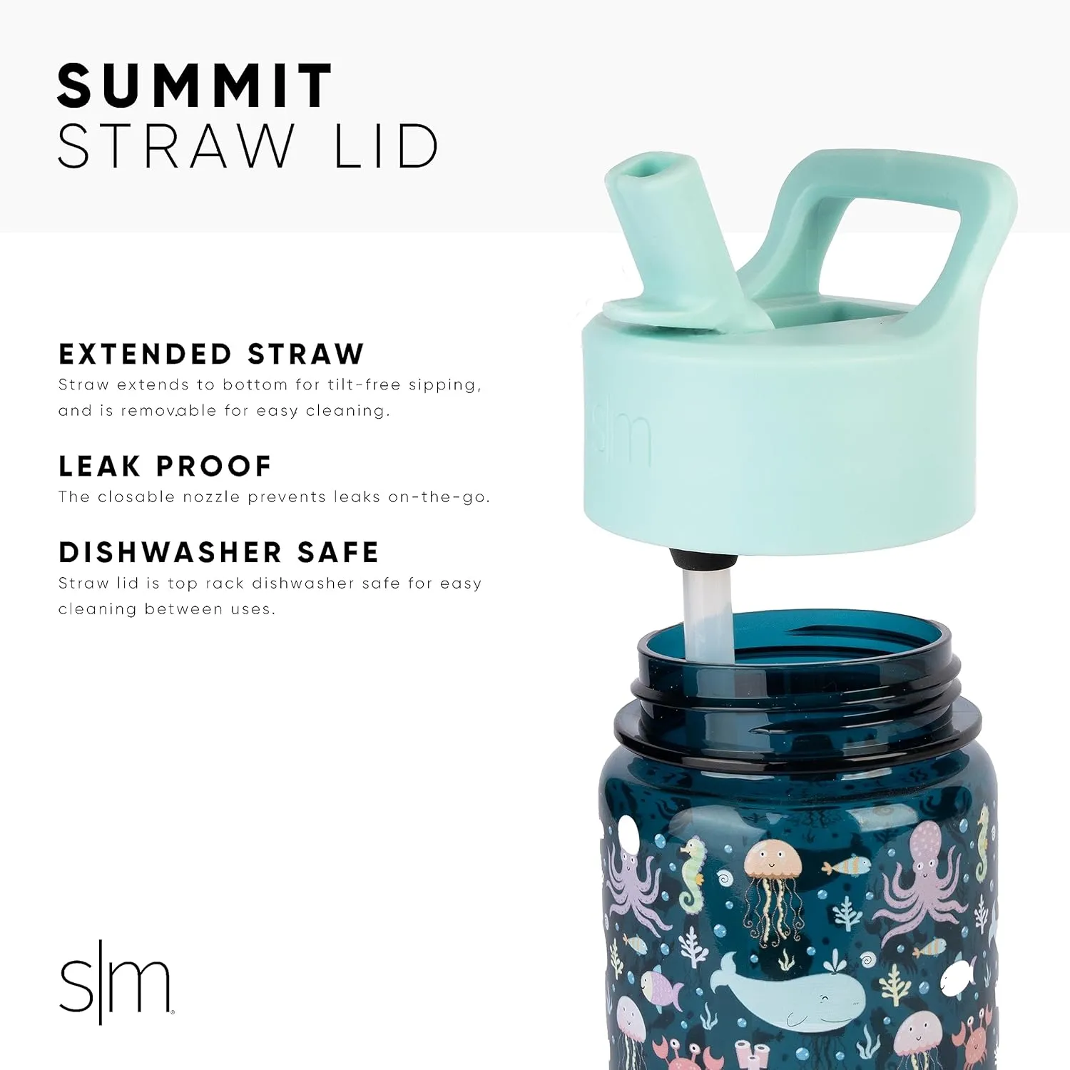Simple Modern Kids Water Bottle Plastic BPA-Free Tritan Cup with Leak Proof Straw Lid | Reusable and Durable for Toddlers, Boys | Summit Collection | 12oz, Dinosaur Roar