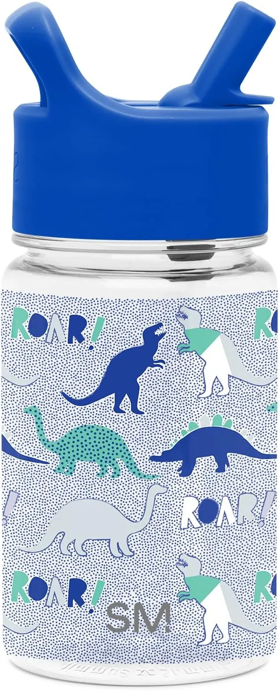 Simple Modern Kids Water Bottle Plastic BPA-Free Tritan Cup with Leak Proof Straw Lid | Reusable and Durable for Toddlers, Boys | Summit Collection | 12oz, Dinosaur Roar
