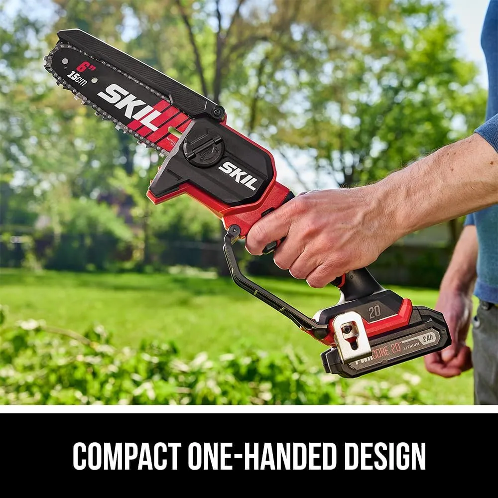 SKIL PWR CORE 20 Brushless 20V 6" Mini Chainsaw Kit including 2.0Ah Battery and Charger-PR0600B-11
