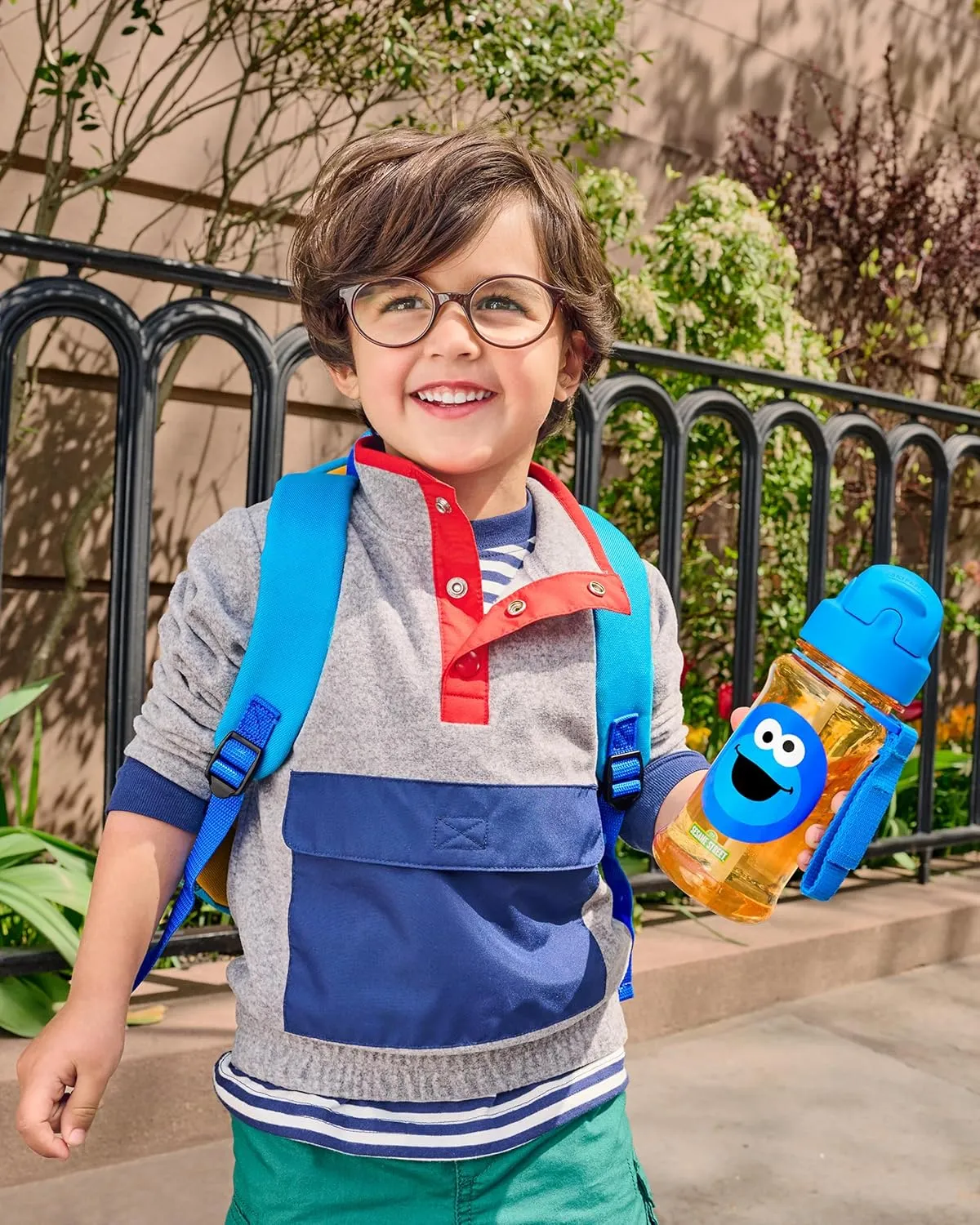 Skip Hop x Sesame Street Toddler Sippy Cup with Straw, Straw Bottle, 12 oz, Cookie Monster