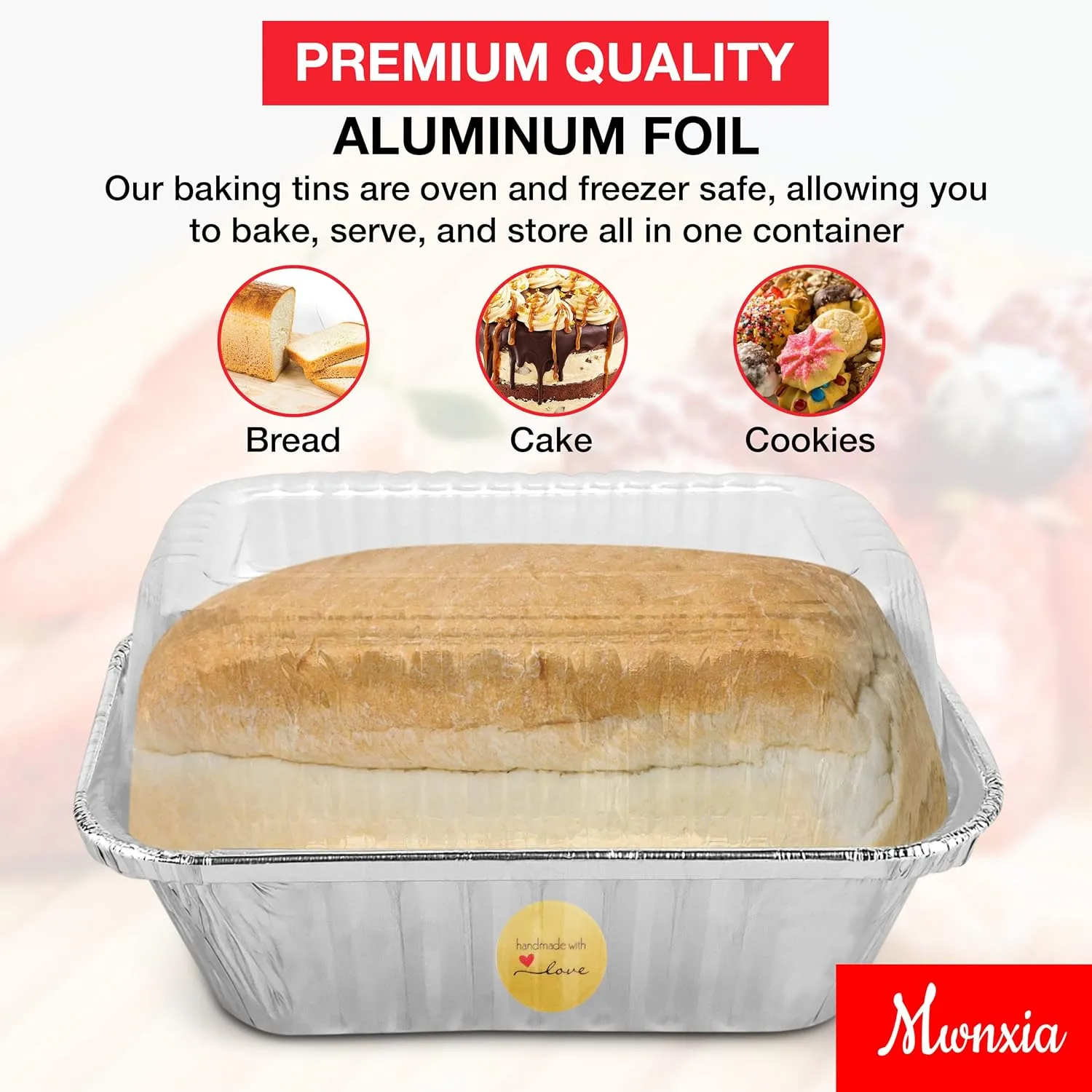 Small Loaf Pans Disposable with Lids - with Homemade with Love Stickers 1Lb - 6'' X 3.5" x 2" Perfect for Baking Holiday Baked Bread Mini Cakes, Meatloaf, Banana Bread (With Lids, 25)