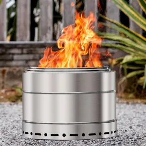 Smokeless Fire Pit 19 Inch for Outdoor Wood Burning, Stainless Steel Portable Firepit with Ash Pan, Low Smoke Patio Bonfire for Camping, Backyard, Picnic, Deck Use