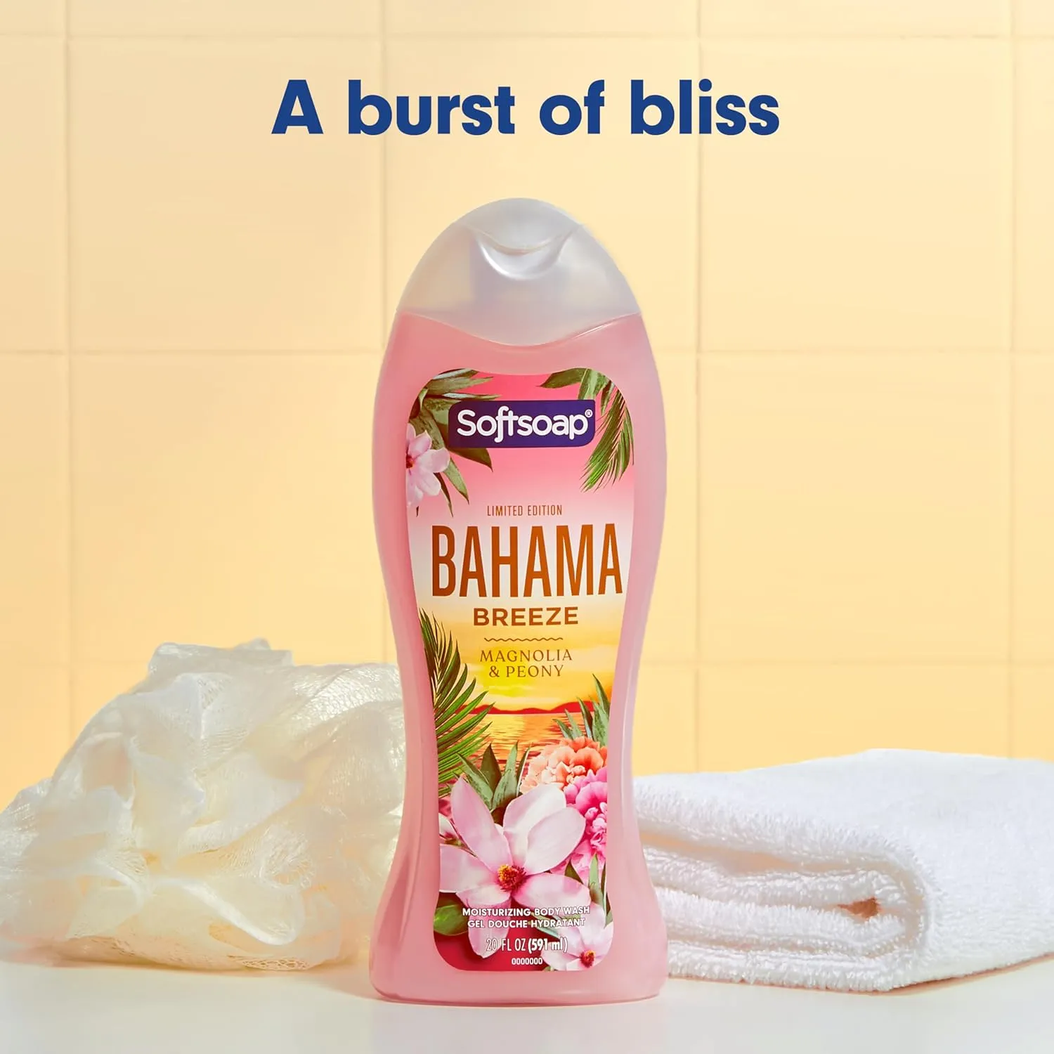 Softsoap Limited Edition Bahama Breeze Moisturizing Body Wash, Dermatologically Tested, pH Balanced, Magnolia and Peony Scent, 20 fl oz, 4 Pack