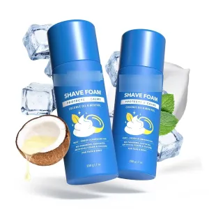 SOLITREX Sensitive Shave Foam For Men, Pack of 2, Alcohol Free, 200 g (Each), Shave Sensitive Foam Menthol for Men, Coconut Oil Enriched, No Alcohol and No Artifical Colour