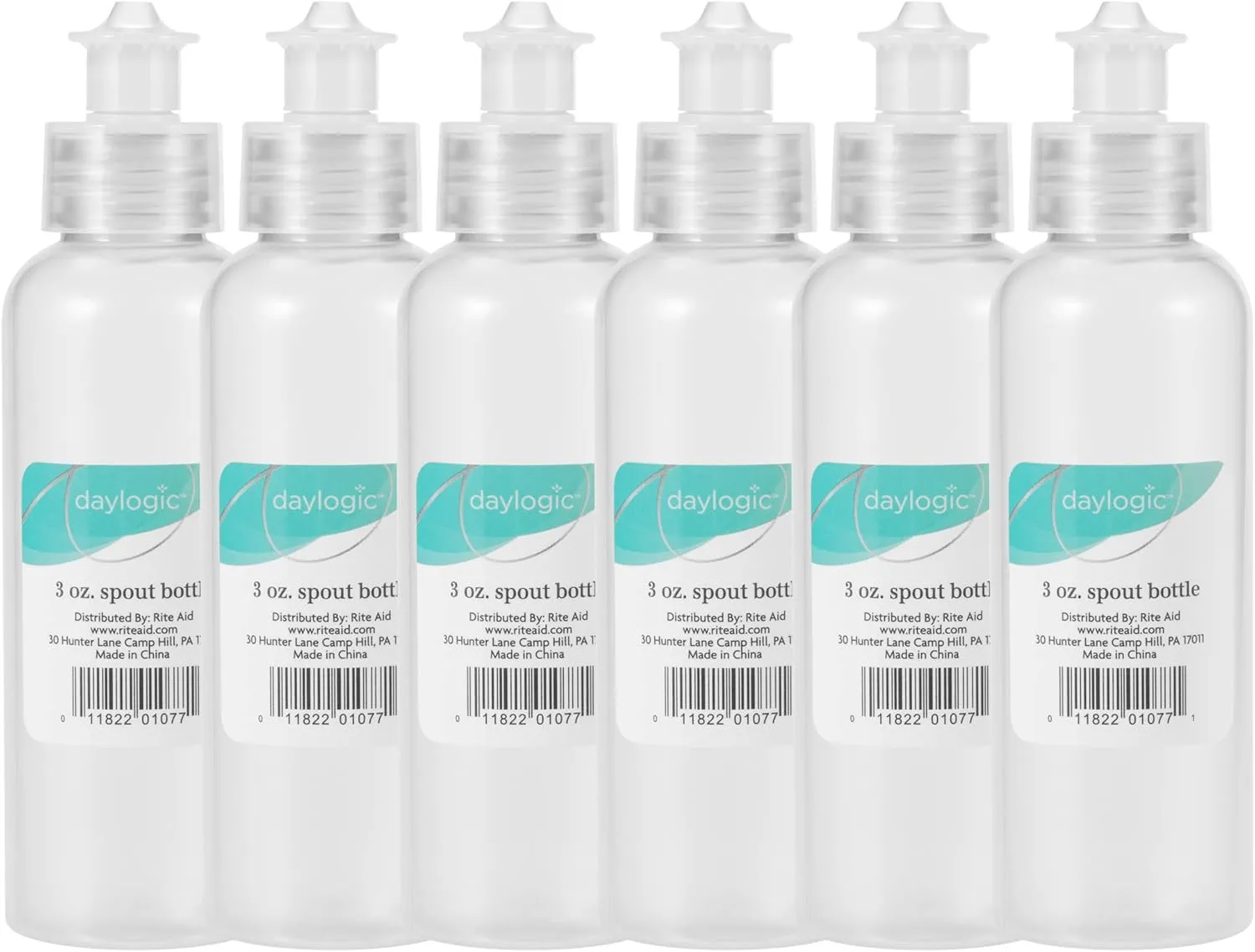 Spout Bottle, Refillable Container, Plastic, Translucent Bottles, Flip Top, For Lotions, Shampoos, Or Other Liquids, Travel-Friendly & Multipurpose, Mess-Free, 3 oz., 6 Count
