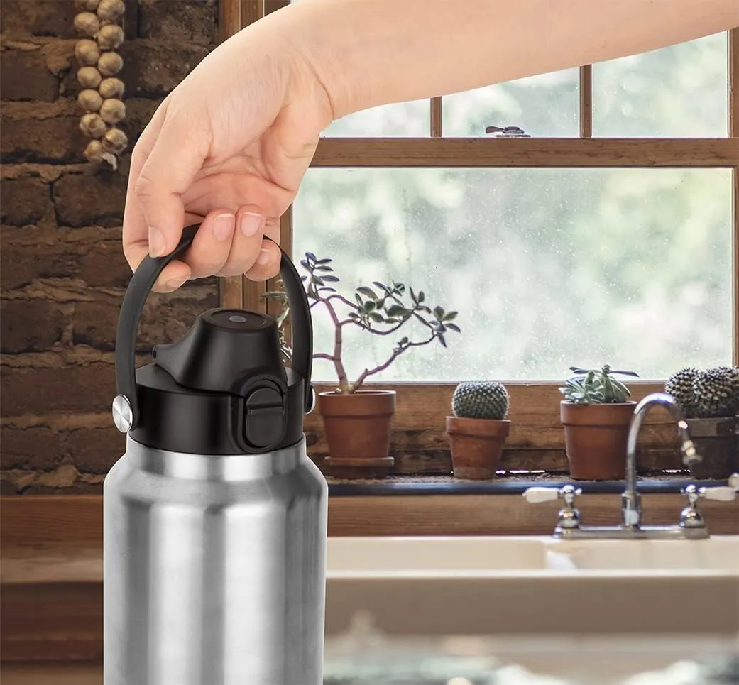 Spout Lid for YETI Rambler Bottle, BPA Free, Ideal Chug Cap for YETI, Fits 18 26 36 64 oz Bottles, Replacement Lids with Push Button & Lock