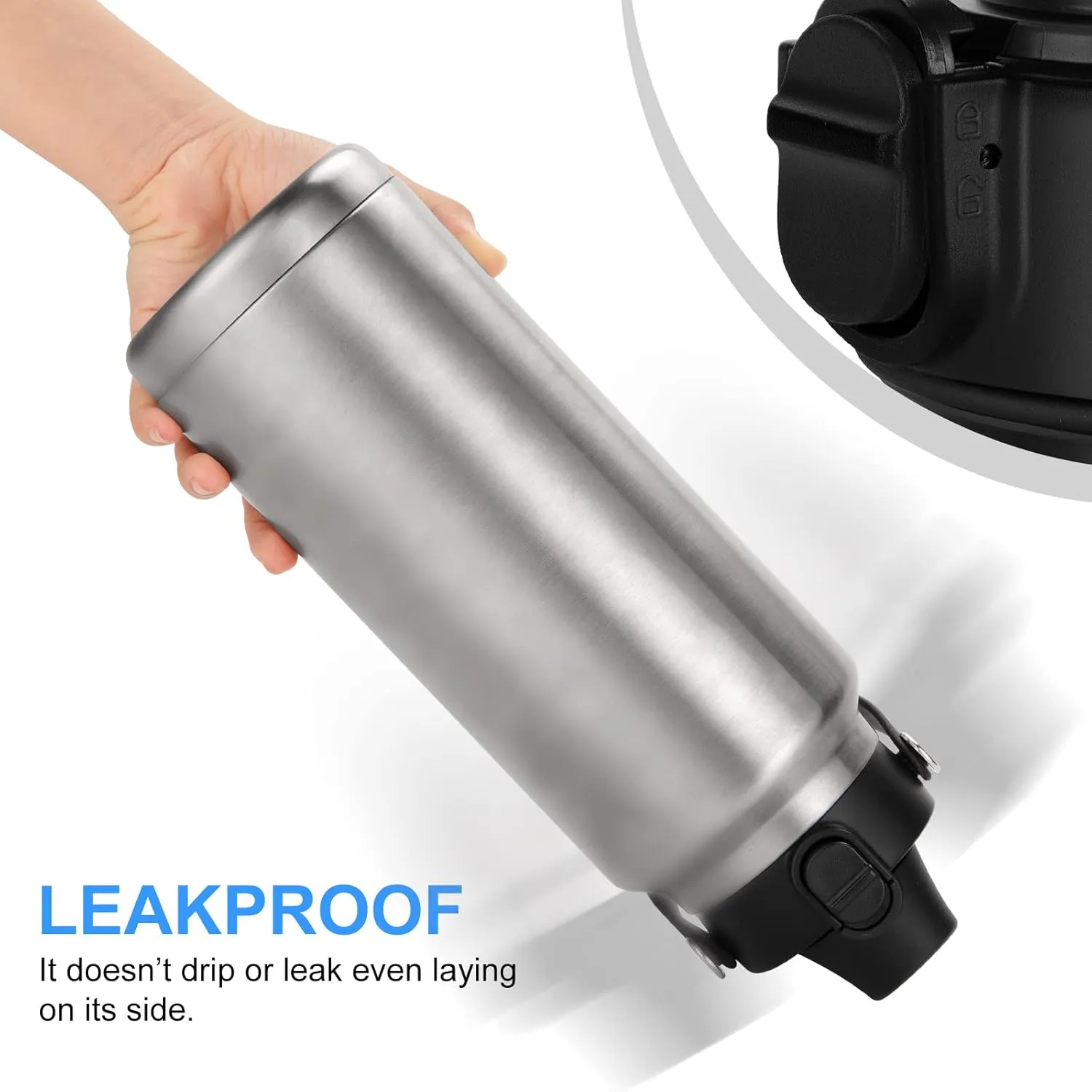 Spout Lid for YETI Rambler Bottle, BPA Free, Ideal Chug Cap for YETI, Fits 18 26 36 64 oz Bottles, Replacement Lids with Push Button & Lock